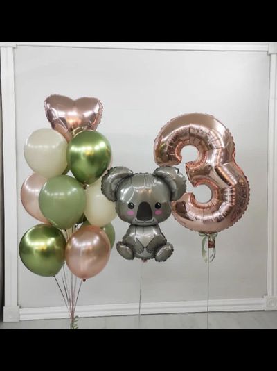 Набор шаров с гелием &quot;Коала поздравляет с днем рождения!&quot;