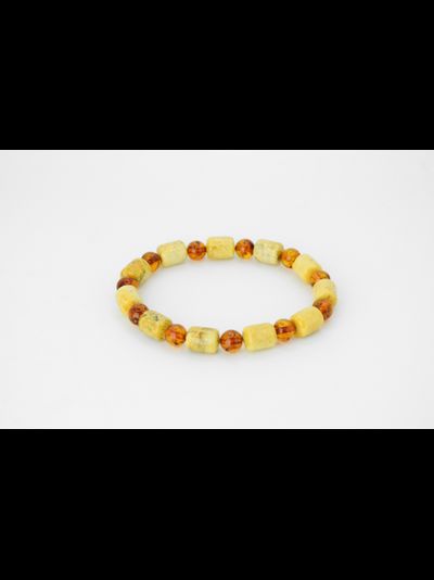 Браслет из натурального янтаря "Бочонок" на резинке 05845