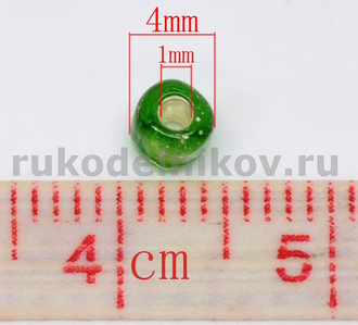 бисер 4 мм, цвет-зеленый, 10 гр/уп