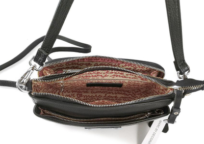 (АРТИКУЛ: 8420) СУМКА ЖЕНСКАЯ, НЕБОЛЬШАЯ, НАТУРАЛЬНАЯ КОЖА, ЧЕРНАЯ, ТРИ ОТДЕЛЕНИЯ, ДЛИННЫЙ РЕМЕНЬ ЧЕРЕЗ ПЛЕЧО