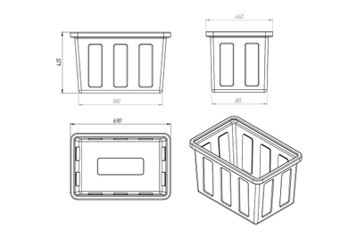 размеры ванны на 90 литров