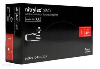 Нитриловые неопудренные текстурированные перчатки nitrylex PF (цвет черный),размер L (100 шт/уп.)
