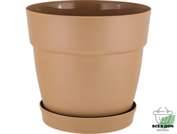 Горшок для цветов Villa de Fiori D=170мм (2л) с поддоном, молочный шоколад IG660110047 InGreen