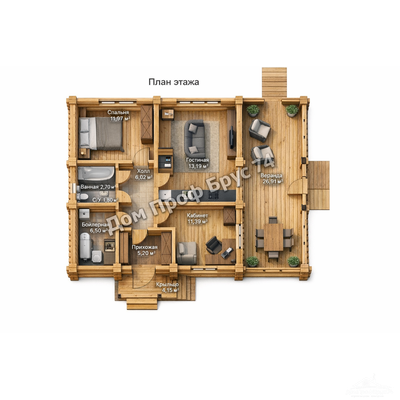 «Беллатрикс»  11,72 х 9,22 м — 97,05 м²