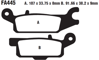Тормозные колодки EBC FA445R задние левые для Yamaha Grizzly 700/550