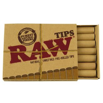 Сигаретные фильтры RAW PREROLLED TIPS SLIM бумажные 18х5мм (21шт)