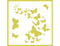 Трафарет пластиковый, летящие бабочки 19х19 см