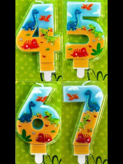 Свеча цифра "Динозаврики" 9 см