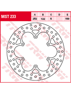 Тормозной диск передний/задний TRW MST233 для Yamaha V-max 1200, FJR 1300, Royal Star 1300, Drag Star 125/250/1100, Virago 125/250/750/1100 // MZ/MUZ Baghira 650 // Royal Enfield Bullet/Clubman/Trails/Woodsman 500