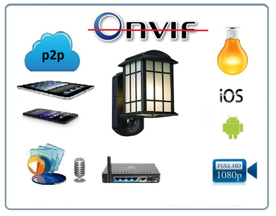 Уличная WiFi/LAN охранная видеокамера + фонарь с аудио каналом (дуплекс), с DVR. Full HD (Homsca Light)