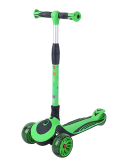Детский трехколесный самокат SPORTSBABY MS-947 Triton со светящимися колесами зеленый