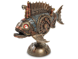 Модель № WS-905: Статуэтка в стиле стимпанк "Рыба-удильщик" с подсветкой