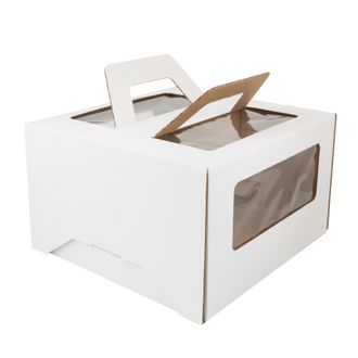 Коробка для торта с ручками с/о (белая, Т22В), 300*300*190мм