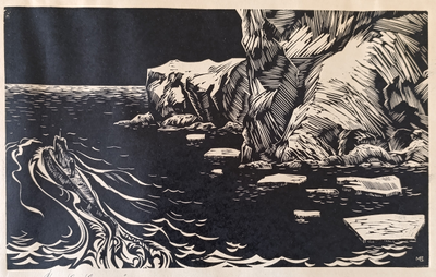 "Усталая подлодка" линогравюра Мухачев В.П. 1974 год