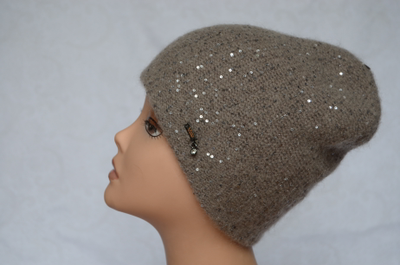 Шапка вязаная зимняя орехового цвета для женщин Vizio Италия 6735 CY