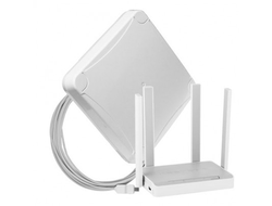 Комплект WiFi 3G/4G - панельная секторная антенна MIMO 16 дБ со встроенным модемом, USB кабель 10 м, Wi-Fi роутер 2.4/5 ГГц, LAN-4, кронштейн стеновой
