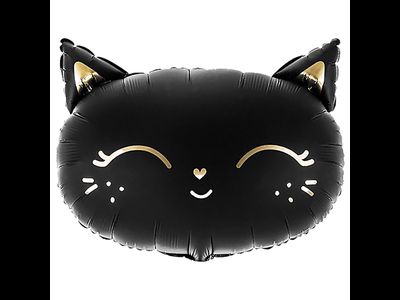 шар фигура голова Магический котенок черный 48см 1шт