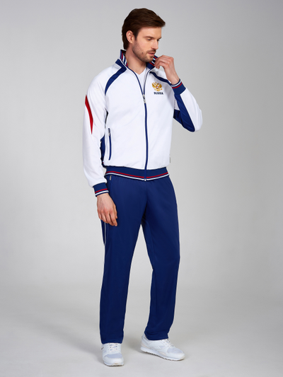 Cпортивный костюм мужской с символикой России (10SKM-335/1) (белый)