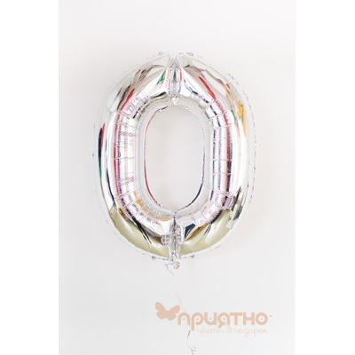 Серебряная фольгированная цифра 0