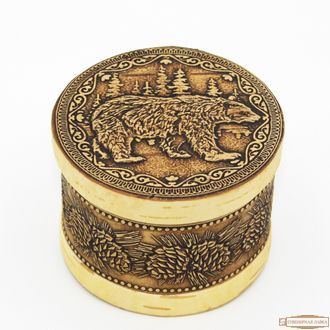 Берестяная шкатулка средняя «Медведь» Новосибирск сувенир