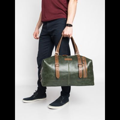 Кожаная дорожная сумка Campora Premium dark green (арт. 
4019-11)
