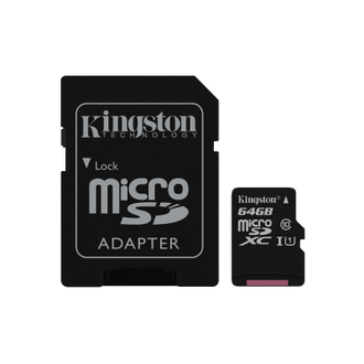 Карта памяти Kingston Canvas Select microSDXC UHS-I Cl10 + адаптер, SDCS/64GB