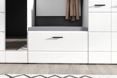 Прихожая Йорк с прямым шкафом, модульная, белый, белый глянец