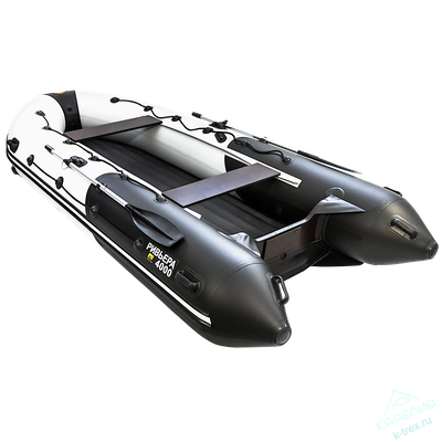 Лодка ПВХ Мастер Лодок Ривьера Гидролыжа 4000НДНД "Комби" Св.Серый / Чёрный