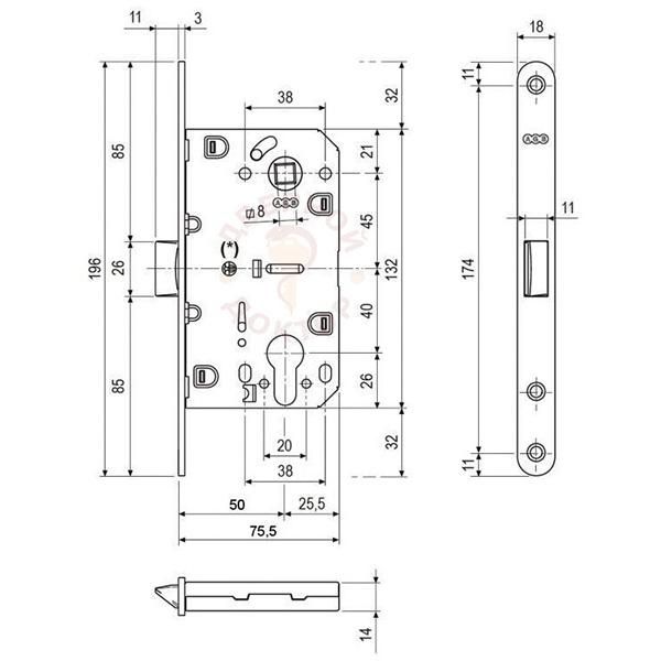 Замок AGB Mediana Evolution B01103.50.06 под ключевой цилиндр