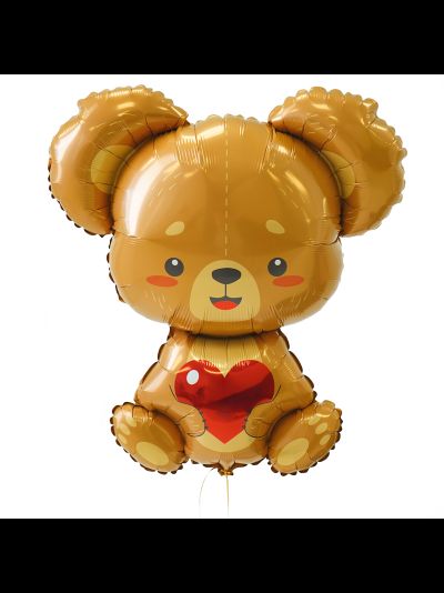 Фольгированный шар фигура с гелием "Медвежонок с сердечком"