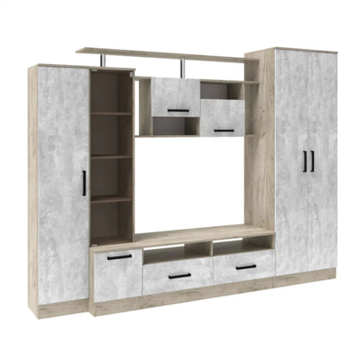 Гостиная "Оскар-5" Дуб Крафт Серый/Цемент (ТЭКС)