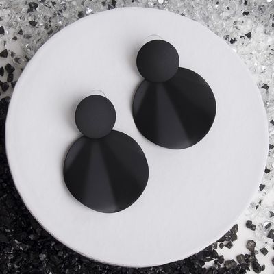 Серьги металл &quot;Леди&quot; волны, цвет чёрный