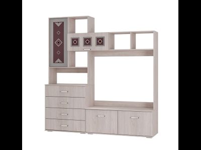 Гостиная Белла центральная секция ясень белый (Мебелони)