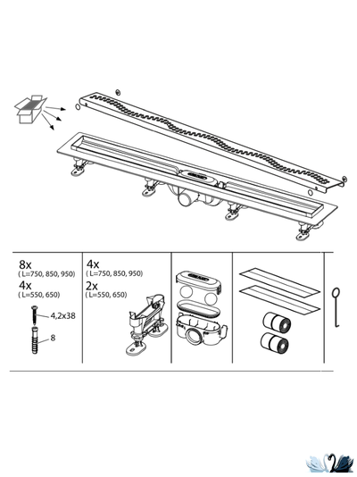 Лоток для душа Alcadrain APZ8-650 Simple желоб в комплекте с решеткой