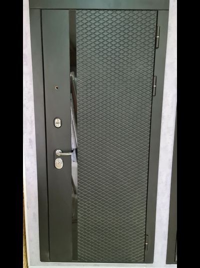 VENMAR (ВЕНМАР). НЕКСТ 100 мм. СТАЛЬ 1,8 мм. ТРЕХКОНТУРНАЯ. ЧЕРНЫЙ КВАРЦ/ СОФТ СЕРЫЙ со ВСТАВКАМИ ИЗ ЧЕРНОГО СТЕКЛА Lacobel