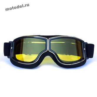 Мотоциклетные ретро очки BLF в винтажном стиле (мотоочки, маска), жёлтая линза