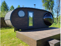 БАНЯ-БОЧКА С ПАНОРАМНЫМ ОКНОМ "ОКО", 5.9 метра