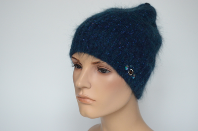 Синяя вязаная шапка зимняя Vizio Италия 8070 CYO