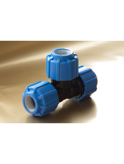 Тройник обжимной ПЭ ТПК АКВА для ПНД труб 20 25 32 40 50 63 75 90 110