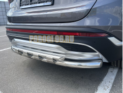 Защита заднего бампера с перемычками d60/42 для Hyundai Santa fe 2021-2024