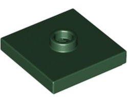 Plate, Modified 2 x 2 with Groove and 1 Stud in Center (Jumper), Dark Green (87580 / 6186827)
