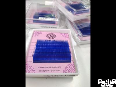 Цветные ресницы Enigma МИКС "Синий" 6 линий M 0.10 8-13 mm