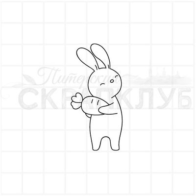 Штамп зайчик с морковкой в лапах