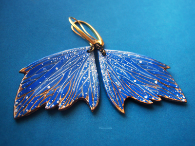 "Вавилонский мотылёк", крупные серьги-крылья авторской работы
