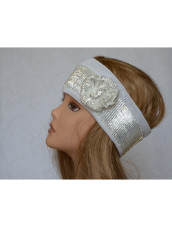 Летняя вязаная повязка на голову Vizio Италия 4607 F белая фото