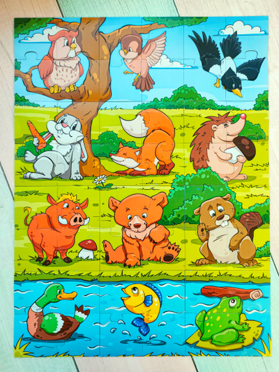 Пазл магнитный "Кто живет в лесу?"