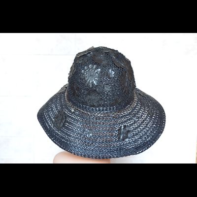 Шляпа с цветками черная Vizio Италия 5741 FF 2