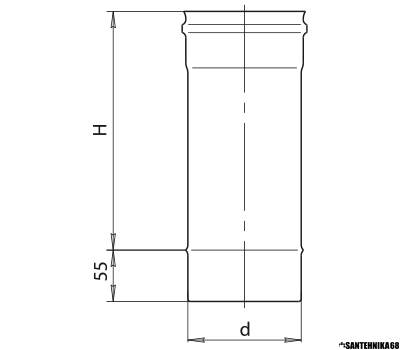 Дымоход 0,25м для отвода дыма и газов на прямых участках