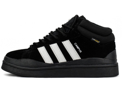 Adidas Campus With Fur Black White с мехом