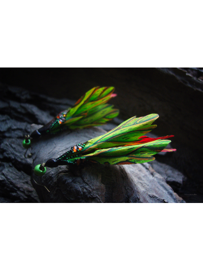 &quot;Крылышки Саламандровой феи&quot;, длинные серьги из шёлка